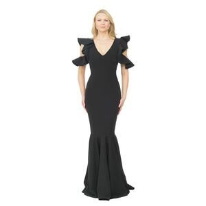 Posh Couture Ruffle Mermaid Gown Black Size XL NWT